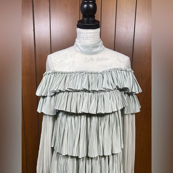 Wandering Pleated Satin Mini Dress In Grey size 40/us size 4 - Picture 5 of 14